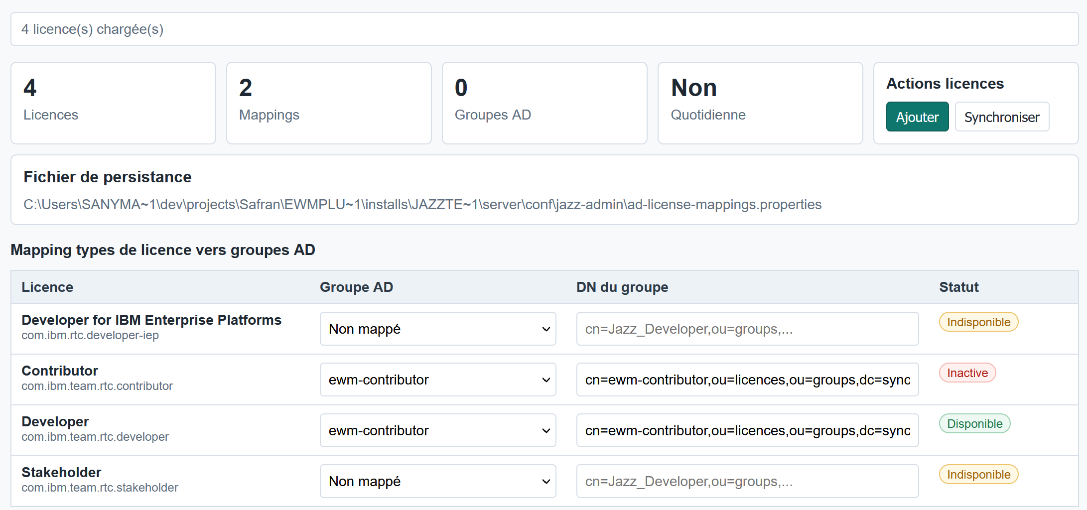 AD-Lizenzmapping — Zuordnungstabelle Lizenztypen zu AD-Gruppen